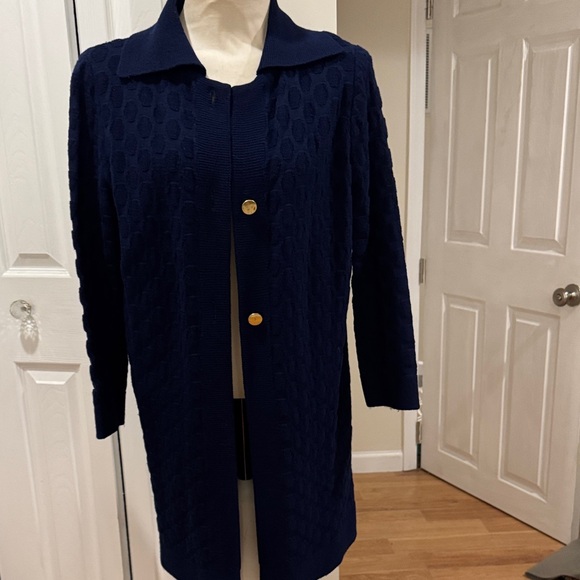 Vintage 1960s The Wooden Indian Navy Sweater Coat Large Union Retro Mod Cardigan - Picture 5 of 16